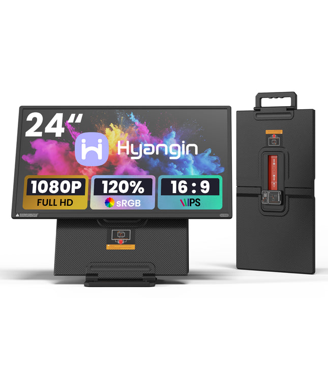 Hyangin D1 24" Portable Monitor (2025 Upgrade), 1080P FHD, 100Hz, 120% sRGB IPS, Adjustable Stand for Laptop, MacBook & Phones