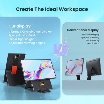 Hyangin D1 24" Portable Monitor (2025 Upgrade), 1080P FHD, 100Hz, 120% sRGB IPS, Adjustable Stand for Laptop, MacBook & Phones