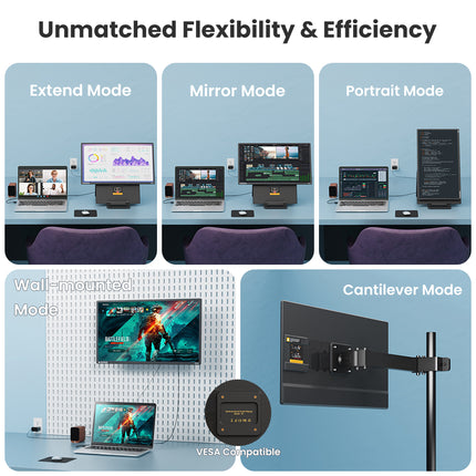 Hyangin D1 24" Portable Monitor (2025 Upgrade), 1080P FHD, 100Hz, 120% sRGB IPS, Adjustable Stand for Laptop, MacBook & Phones