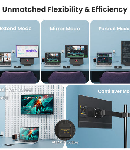 Hyangin D1 24" Portable Monitor (2025 Upgrade), 1080P FHD, 100Hz, 120% sRGB IPS, Adjustable Stand for Laptop, MacBook & Phones