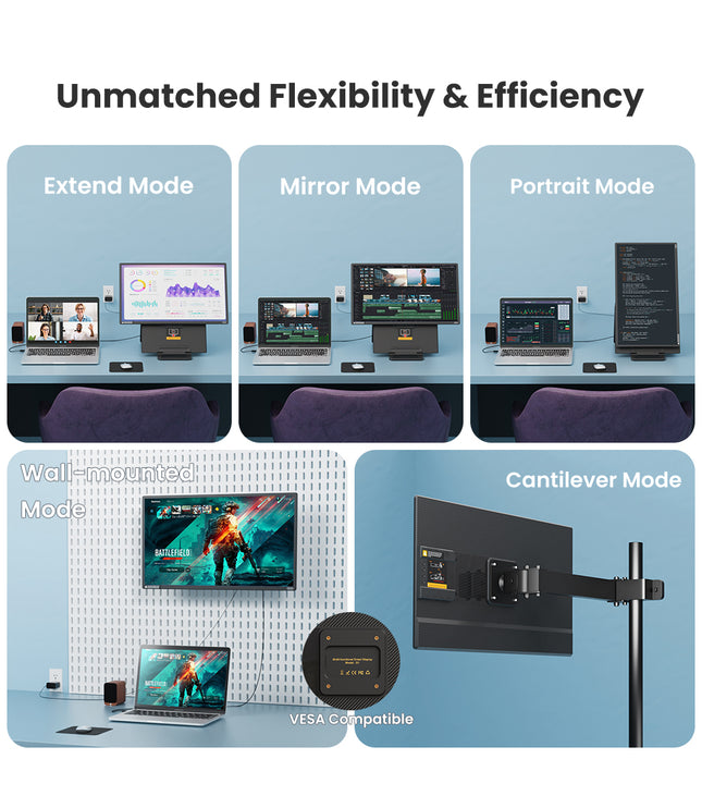Hyangin D1 24" Portable Monitor (2025 Upgrade), 1080P FHD, 100Hz, 120% sRGB IPS, Adjustable Stand for Laptop, MacBook & Phones
