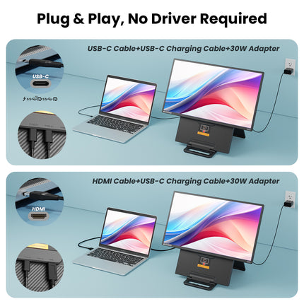 Hyangin D1 24" Portable Monitor (2025 Upgrade), 1080P FHD, 100Hz, 120% sRGB IPS, Adjustable Stand for Laptop, MacBook & Phones