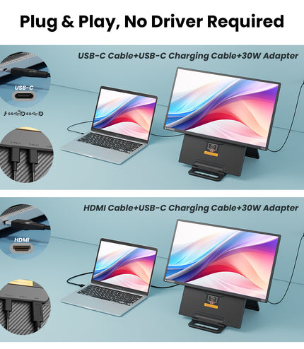 Hyangin D1 24" Portable Monitor (2025 Upgrade), 1080P FHD, 100Hz, 120% sRGB IPS, Adjustable Stand for Laptop, MacBook & Phones