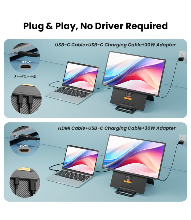 Hyangin D1 24" Portable Monitor (2025 Upgrade), 1080P FHD, 100Hz, 120% sRGB IPS, Adjustable Stand for Laptop, MacBook & Phones
