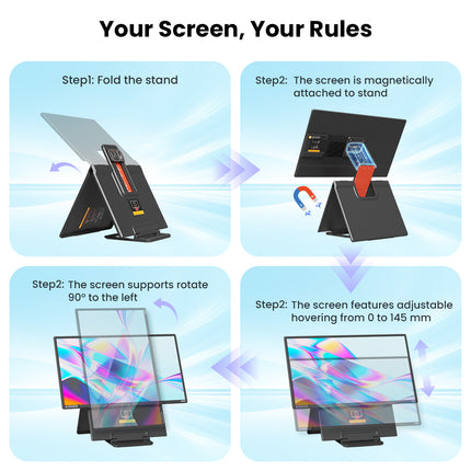 Hyangin D1 24" Portable Monitor (2025 Upgrade), 1080P FHD, 100Hz, 120% sRGB IPS, Adjustable Stand for Laptop, MacBook & Phones