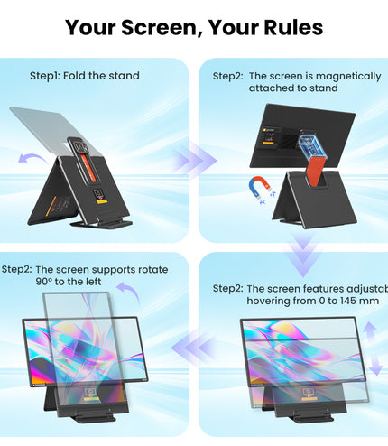 Hyangin D1 24" Portable Monitor (2025 Upgrade), 1080P FHD, 100Hz, 120% sRGB IPS, Adjustable Stand for Laptop, MacBook & Phones