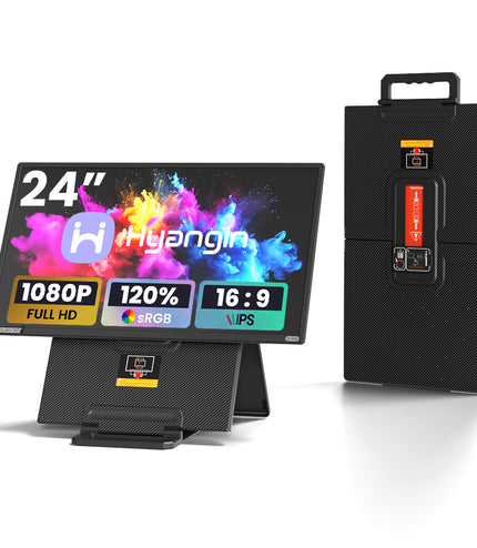 Hyangin D1 24" Portable Monitor (2025 Upgrade), 1080P FHD, 100Hz, 120% sRGB IPS, Adjustable Stand for Laptop, MacBook & Phones