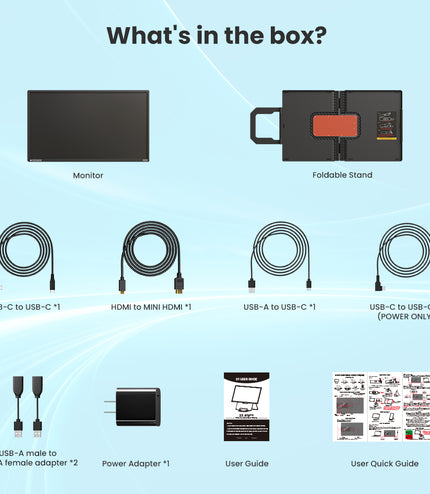 Hyangin D1 24" Portable Monitor (2025 Upgrade), 1080P FHD, 100Hz, 120% sRGB IPS, Adjustable Stand for Laptop, MacBook & Phones