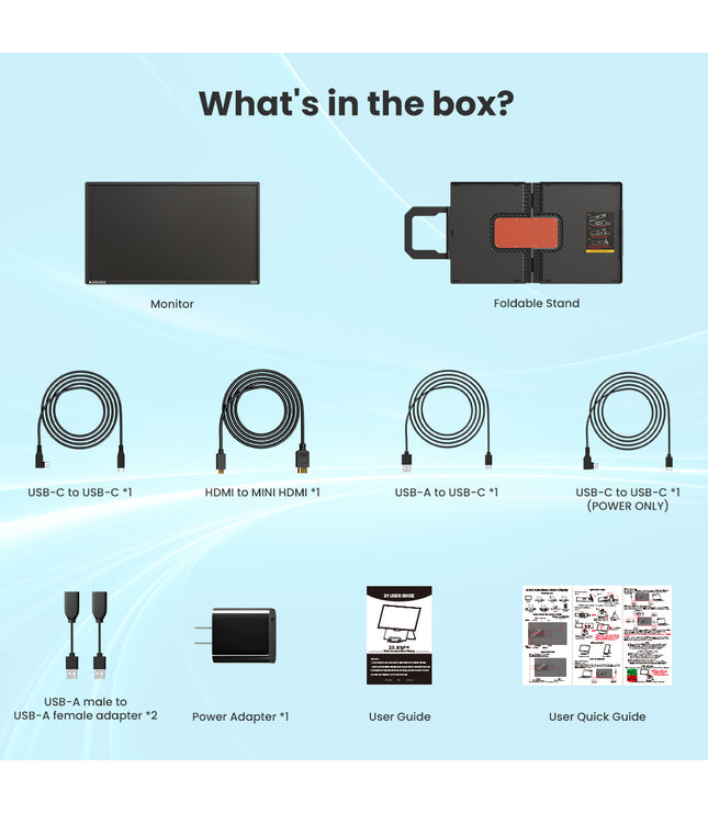 Hyangin D1 24" Portable Monitor (2025 Upgrade), 1080P FHD, 100Hz, 120% sRGB IPS, Adjustable Stand for Laptop, MacBook & Phones