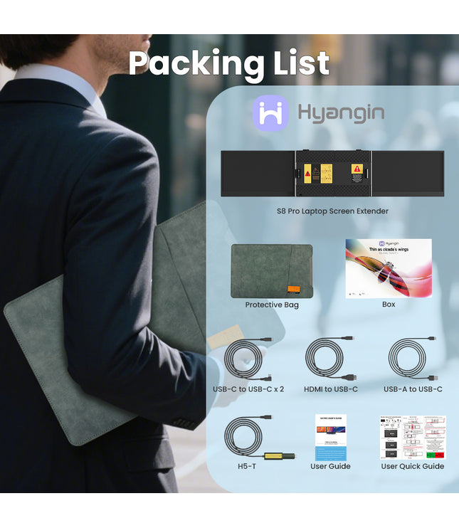 Hyangin S8 Pro 14" Foldable Triple Laptop Monitor