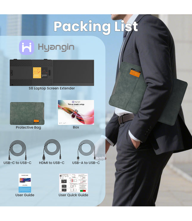 Hyangin S8: The Ultra-Light 14" Portable Laptop Screen Extender
