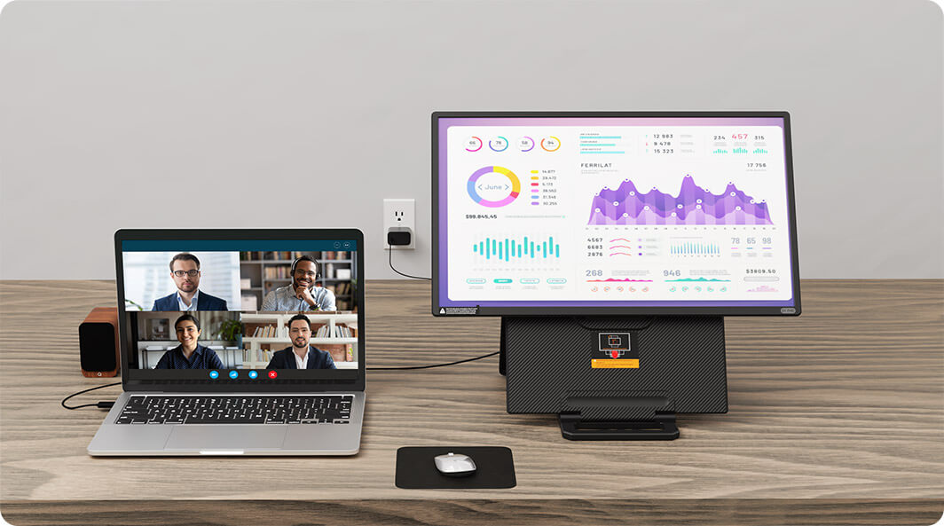 Double your desktop space for multitasking—browse data on one screen while writing reports on the other.
