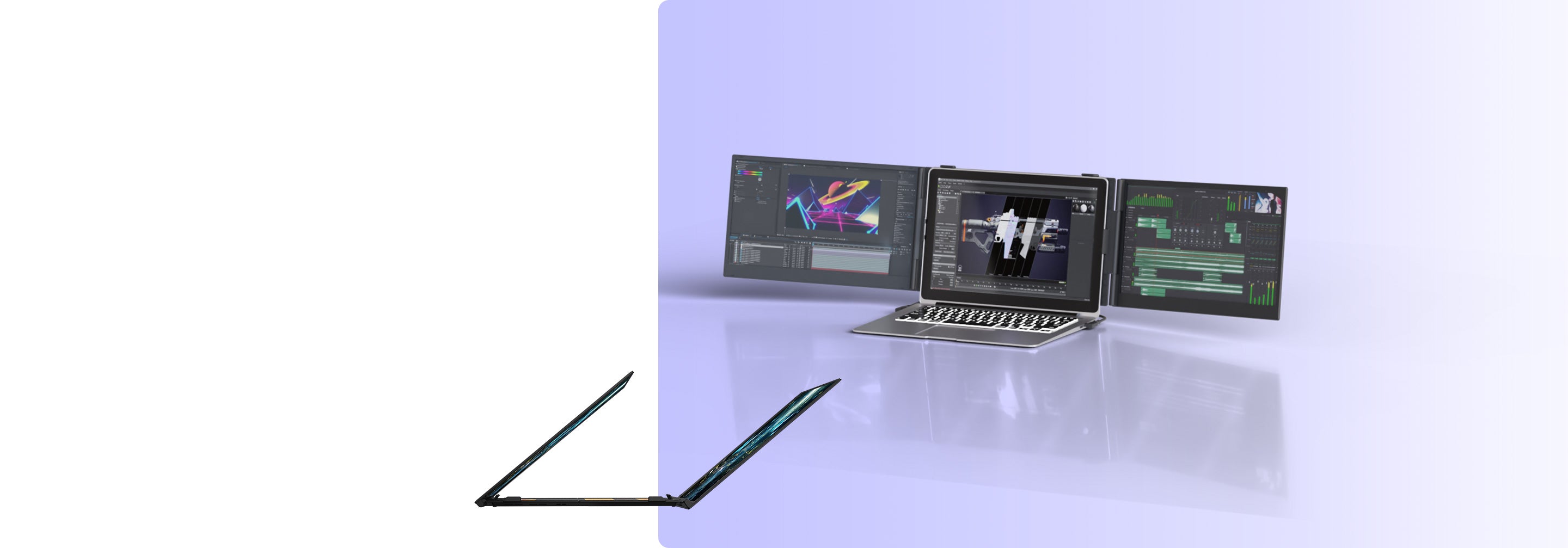 Fold to Go. Unfold to Work. 3x Vision. S8 Pro 14" Triple Laptop Screen Extender